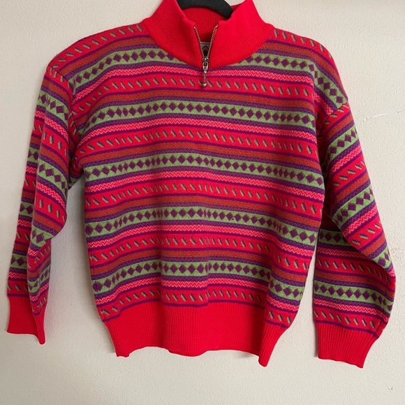 Vintage JD Sun Valley 1/4 zip wool sweater womens L - Picture 1 of 7